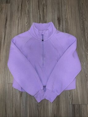 Cropped Lilac Half-Zip Mock Neck Sweatshirt